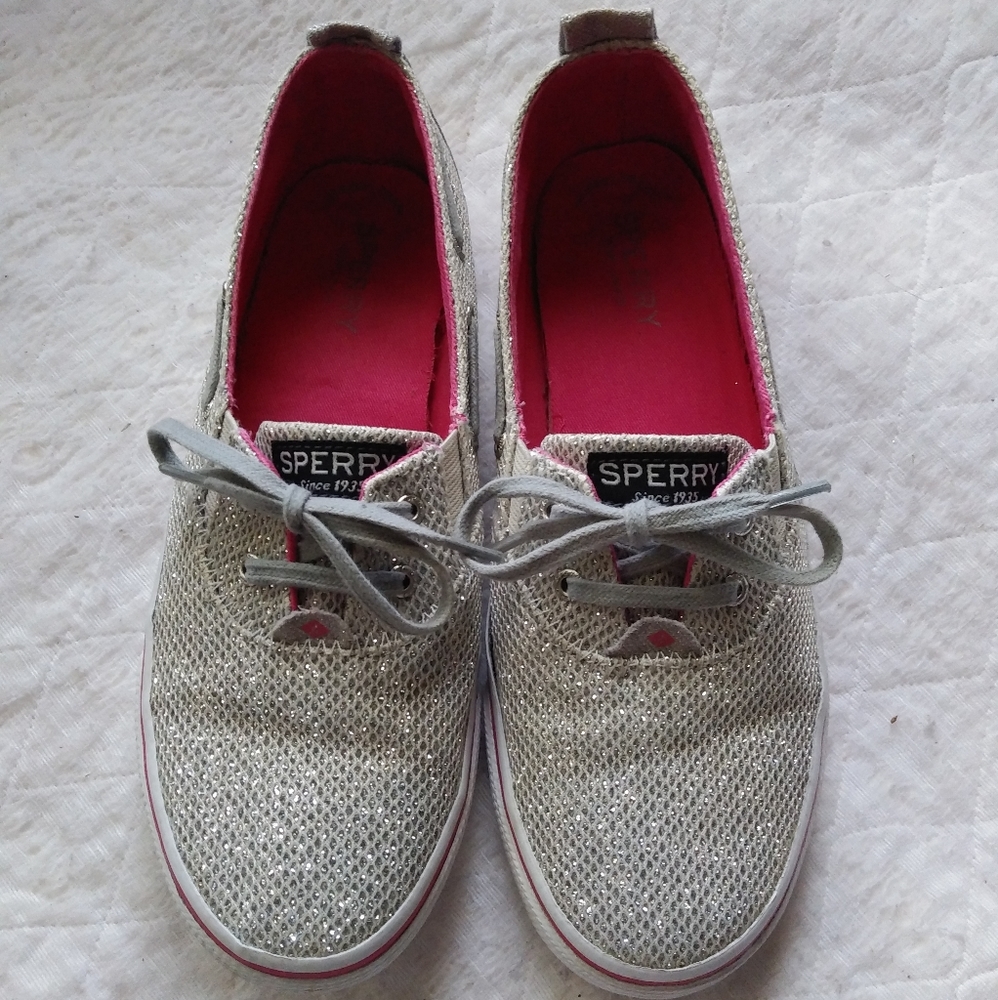 Sperry Shoes Silver Glitter Pink